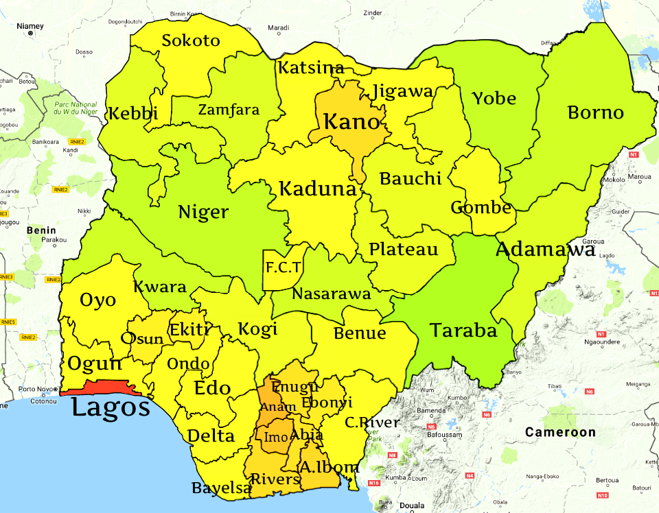 Population Density Of Nigerian States 